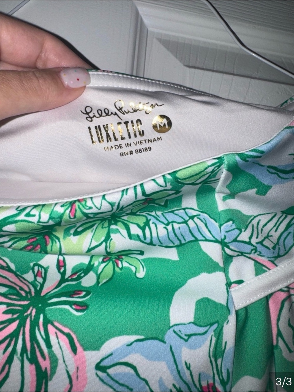💕GUC Lilly Pulitzer Green Floral Circle Skort with Pink & White Blooms - Picture 2 of 3